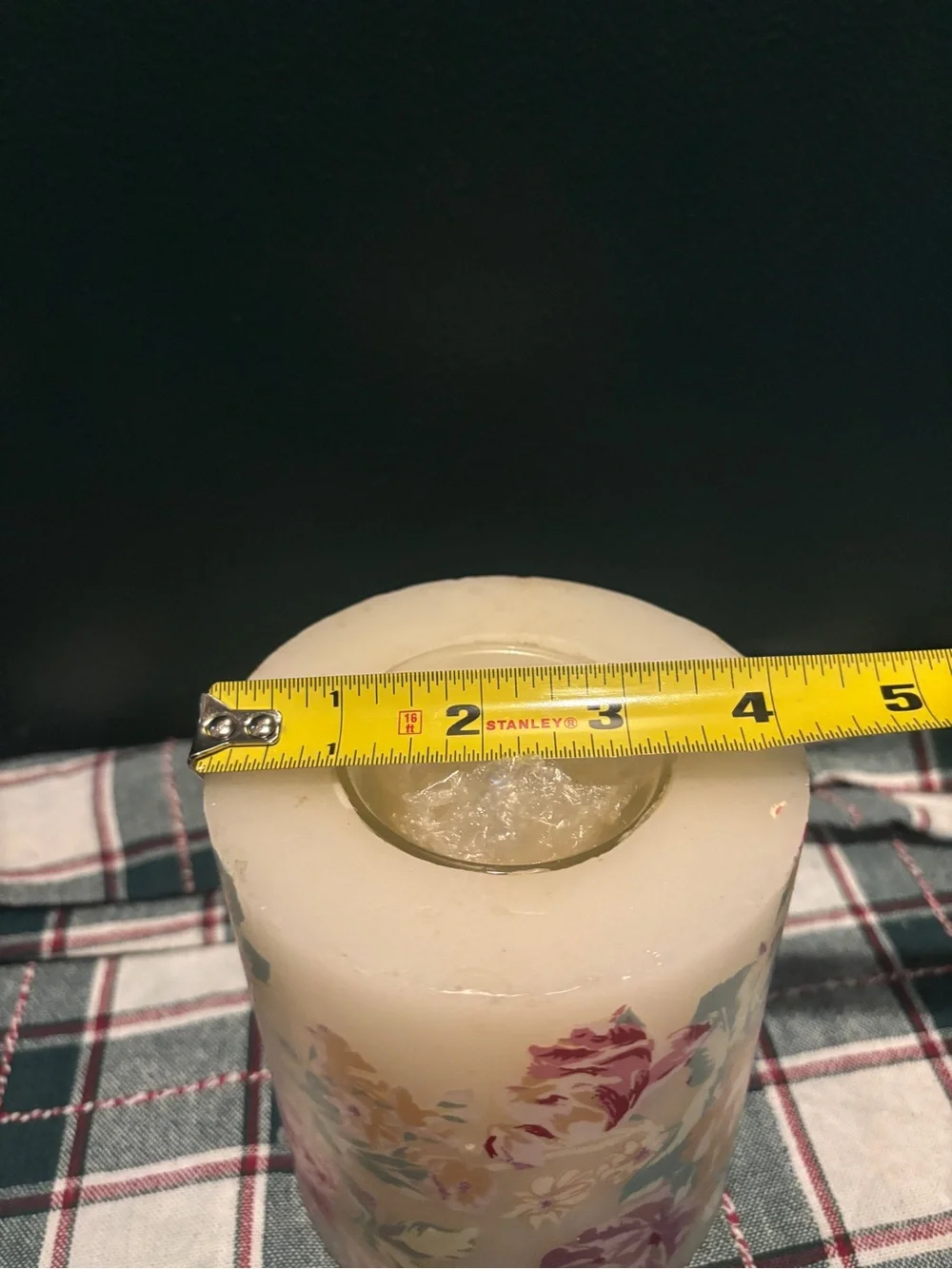 Vintage Floral Pillar Candle in Cream with Yellow and Pink Accents